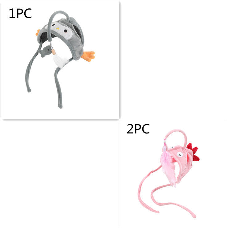 Head-Wear Feather Cat Toy Stick