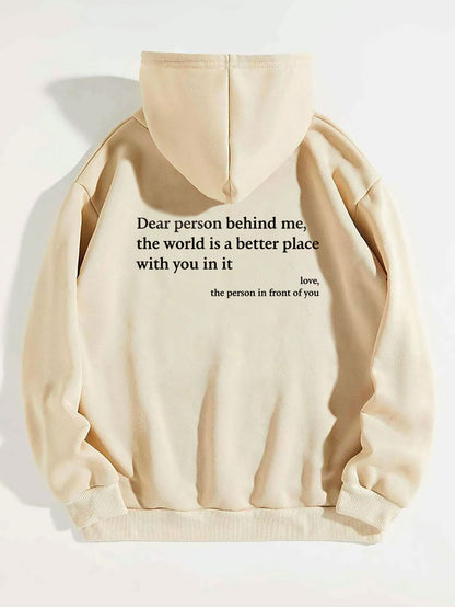 Women’s Plush Letter Print Hoodie with Kangaroo Pocket