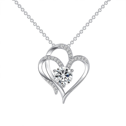 Zircon Double Love Necklace – Personalized Heart Pendant
