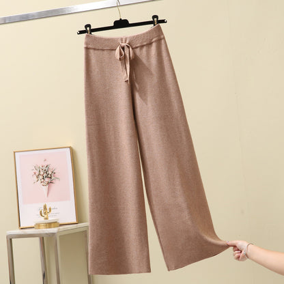 High Waist Knitted Loose Straight Pants