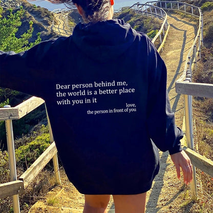Women’s Plush Letter Print Hoodie with Kangaroo Pocket