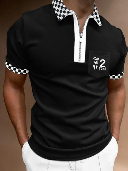 Men’s Polo Shirt – Striped Short Sleeve Lapel T-Shirt