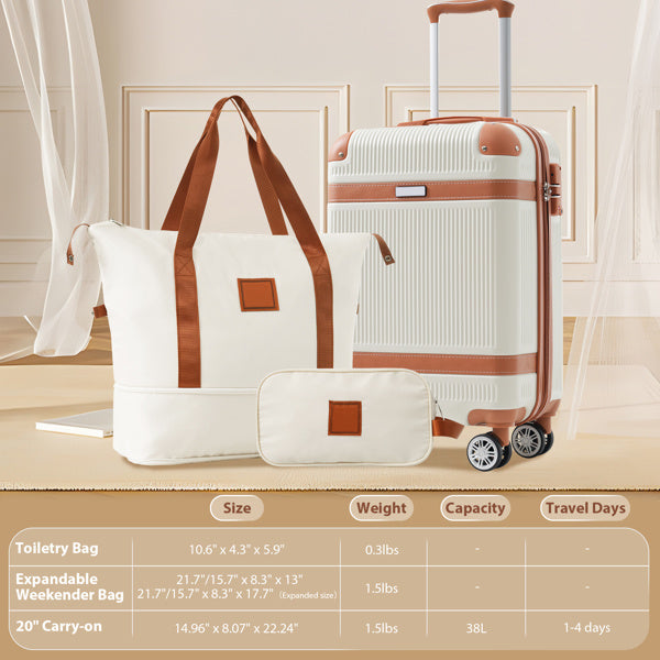 Vertical Striped 4-in-1 Luggage Set – Durable Travel Suitcase