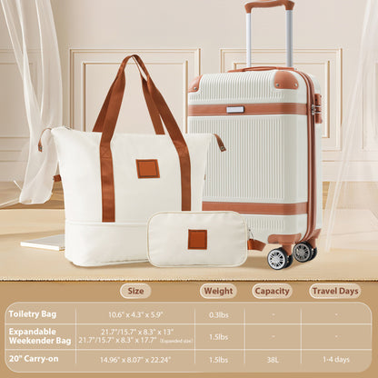 Vertical Striped 4-in-1 Luggage Set – Durable Travel Suitcase