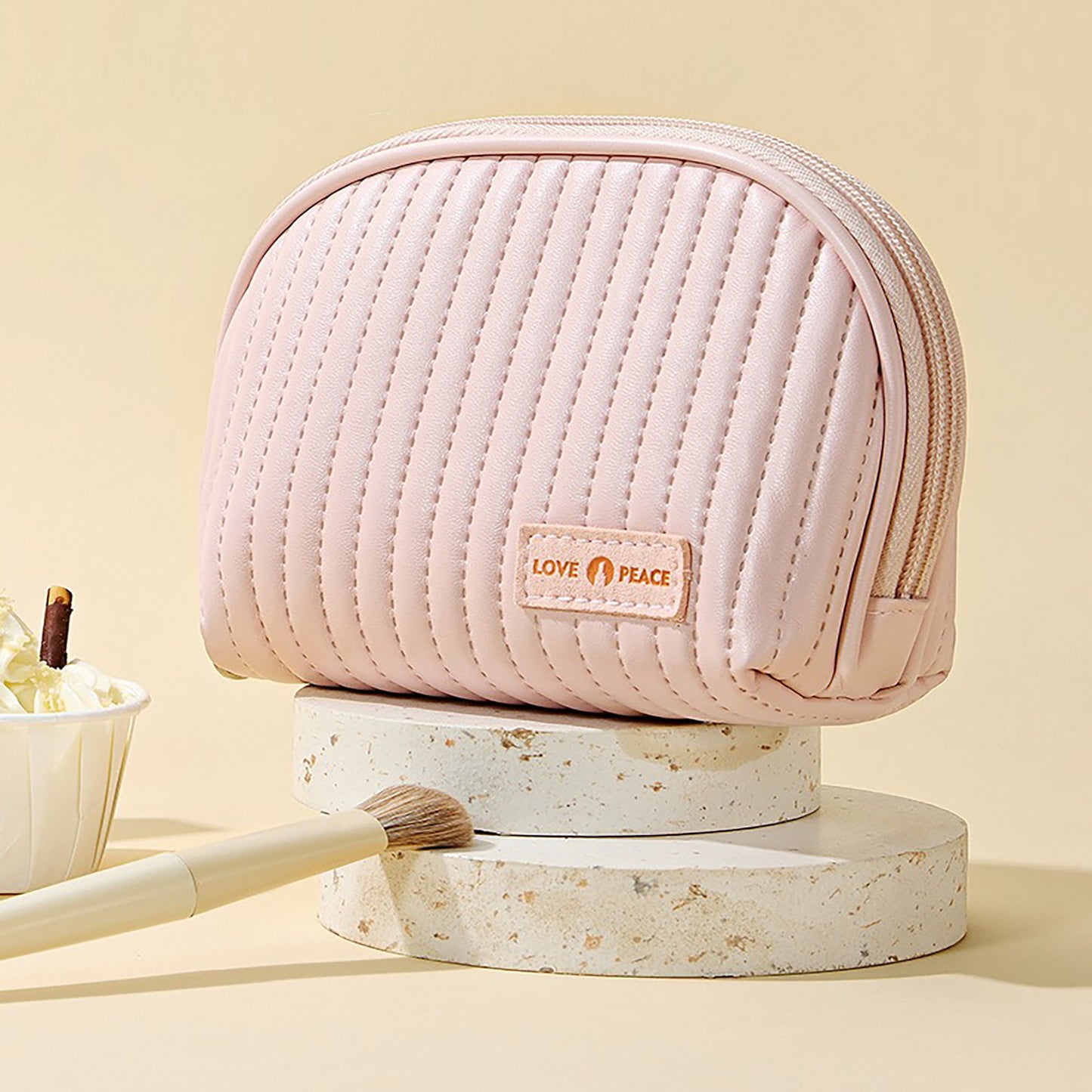 Round Cake Cosmetic Travel Bag Set Waterproof PU
