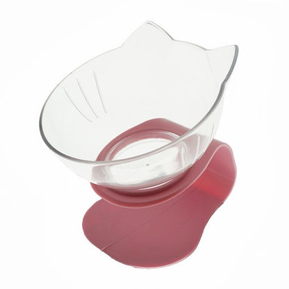 Non-Slip Double Cat & Dog Bowl with Raised Stand – Transparent Pet Feeder for Healthy Eating & Cervical Protection