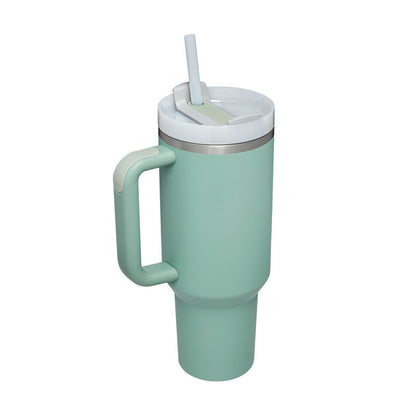 40 oz Insulated Tumbler with Handle & Straw – Stainless Steel Spill-Proof Travel Mug for Car, Office, Gym
