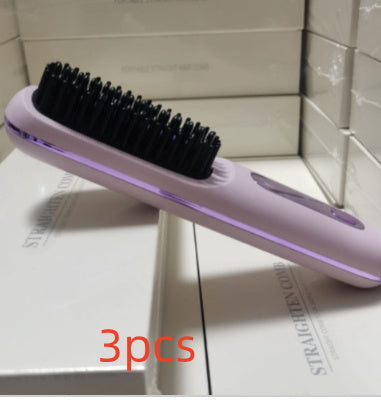 2-in-1 Wireless Hair Straightener Comb – Portable USB Hot Curler