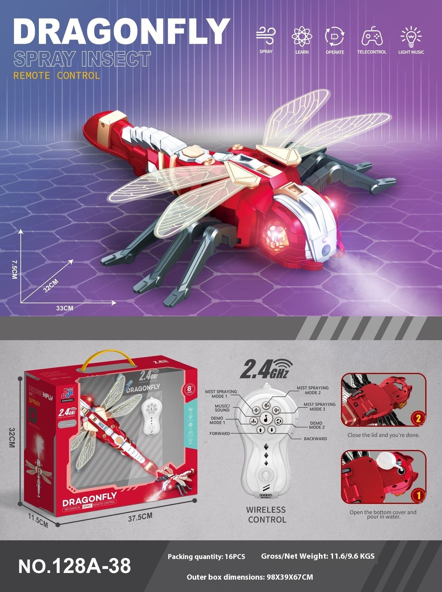 Remote Control Spray Insect Animal Toy