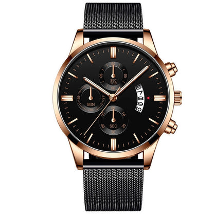 Men’s Luxury Business Quartz Watch – Mesh Band Design