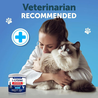 L-Lysine Powder for Cats – 900mg Immune Support Supplement for Respiratory & Eye Health with Taurine