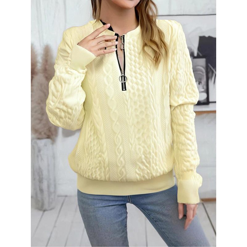 Women’s Textured Half Zip Pullover Sweatshirt