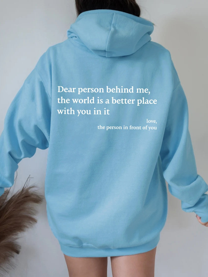 Women’s Plush Letter Print Hoodie with Kangaroo Pocket