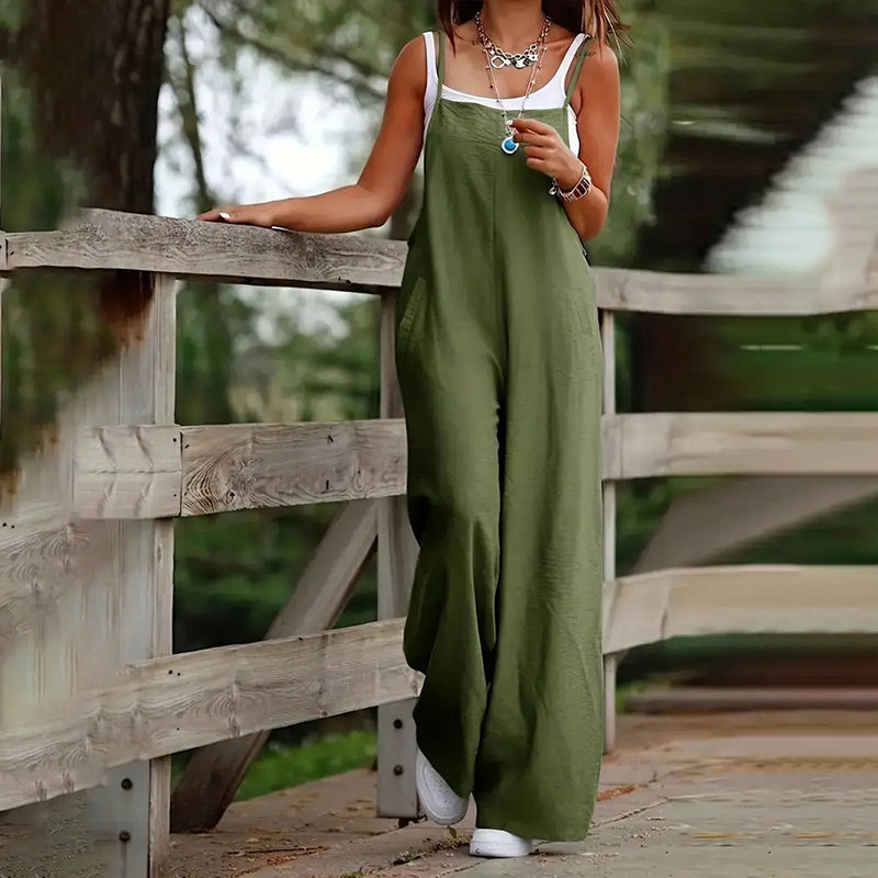 Plus Size Women’s Sleeveless Casual Jumpsuit with Pockets