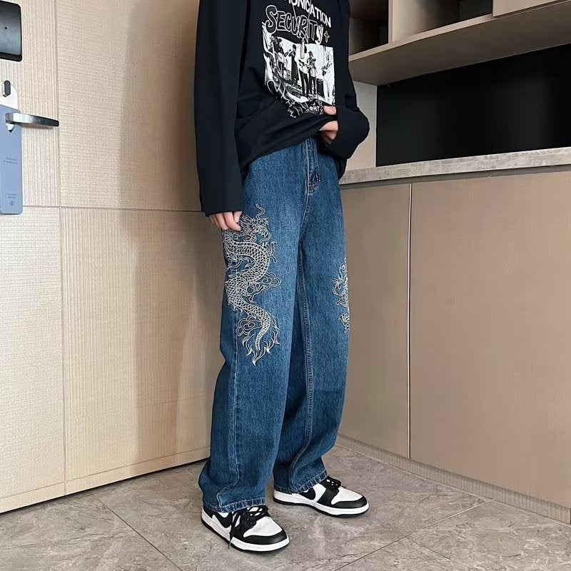 Men’s Loose Embroidered Jeans