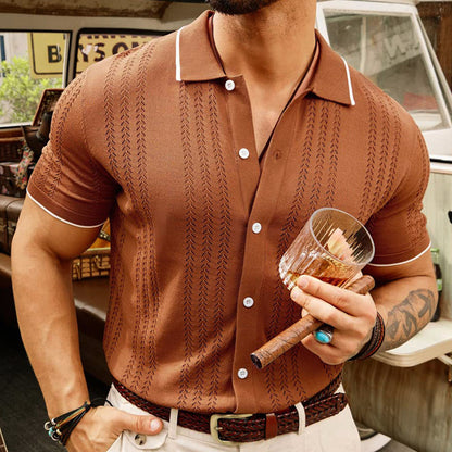 Men’s Short-Sleeve Polo Shirt – Summer Button Lapel Top, Fashion & Business Casual