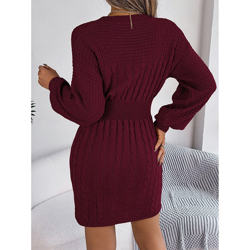 Women’s Long Sleeve Cut Out Ribbed Sweater Dress