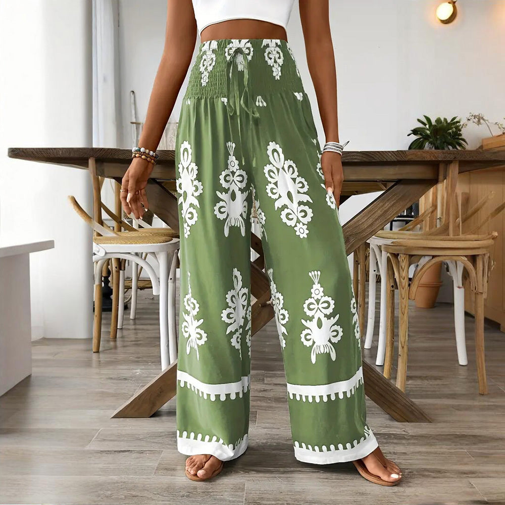 High Waist Wide Leg Pants – Geometric Print