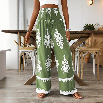 High Waist Wide Leg Pants – Geometric Print