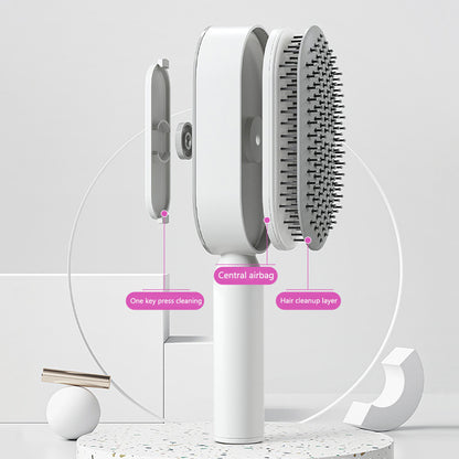 "Self-Cleaning Hair Brush for Women with Scalp Massage & Anti-Static Features"