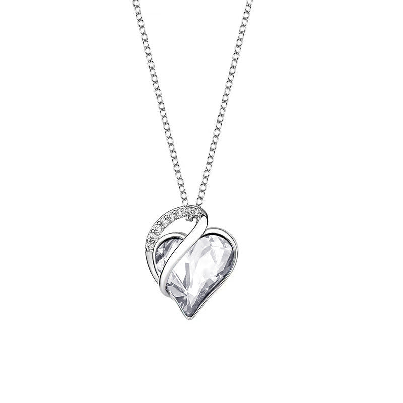 925 Silver Heart Necklace – Geometric Pendant for Women