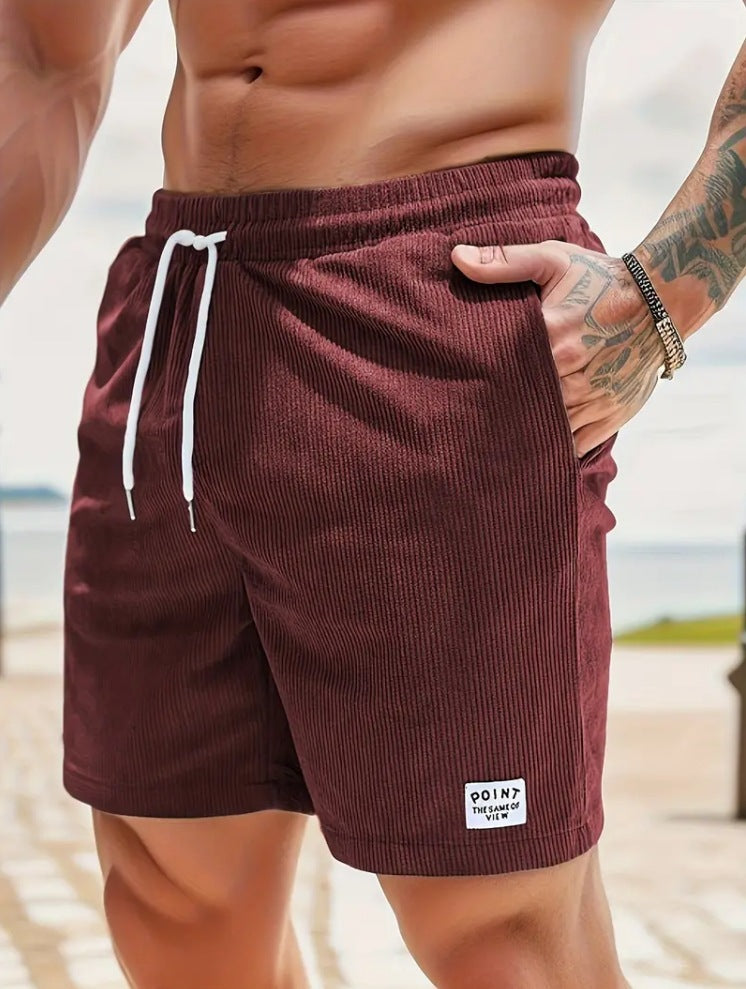 Men’s Lace-Up Corduroy Shorts – Summer Sports Pants