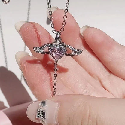 Cupid Heart Angel Wings Necklace – Valentine’s Jewelry Gift