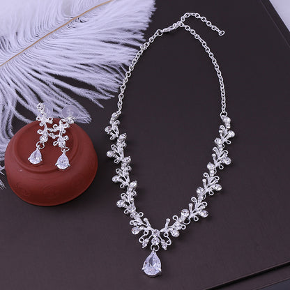 Bridal Rhinestone Zircon Necklace & Earrings