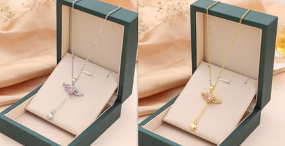 Cupid Heart Angel Wings Necklace – Valentine’s Jewelry Gift