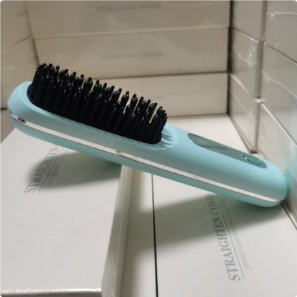 2-in-1 Wireless Hair Straightener Comb – Portable USB Hot Curler