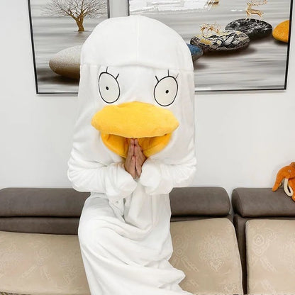 Winter Duck Onesie Pajamas – Funny Cozy Sleeping Bag for Men & Women