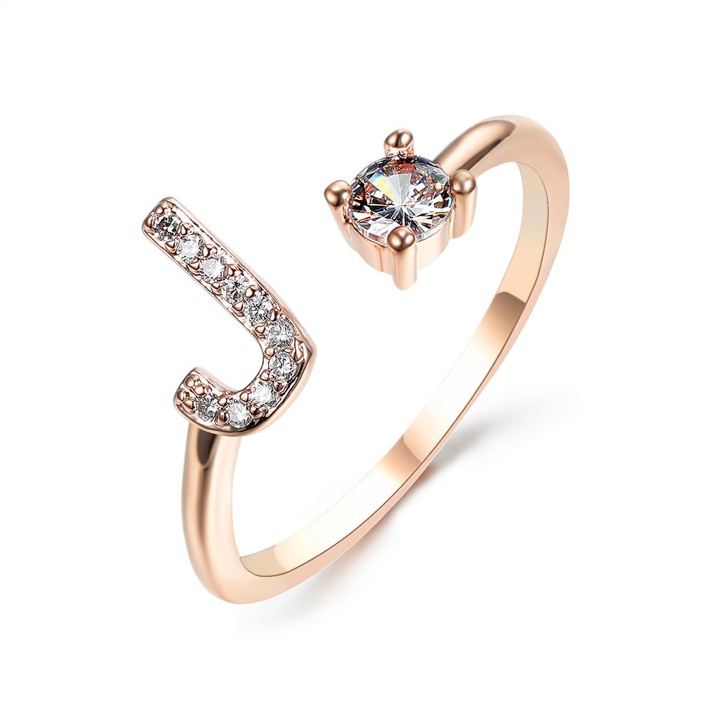 Adjustable Initial Letter Ring for Women – Elegant Fashion Jewelry
