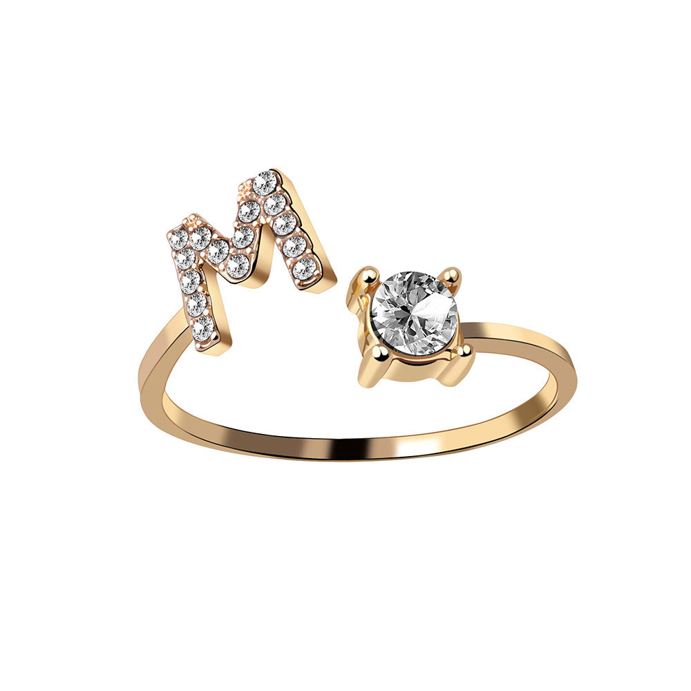 Adjustable Initial Letter Ring for Women – Elegant Fashion Jewelry