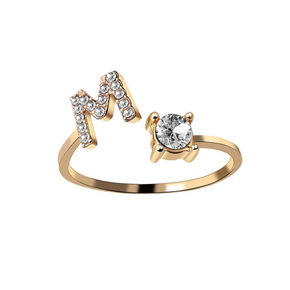 Adjustable Initial Letter Ring for Women – Elegant Fashion Jewelry