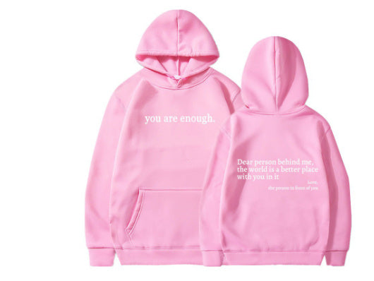 Women’s Plush Letter Print Hoodie with Kangaroo Pocket