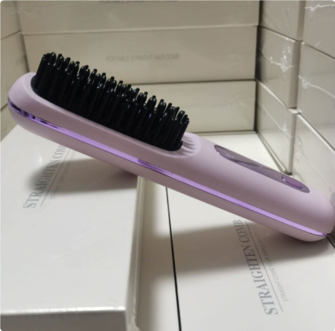 2-in-1 Wireless Hair Straightener Comb – Portable USB Hot Curler