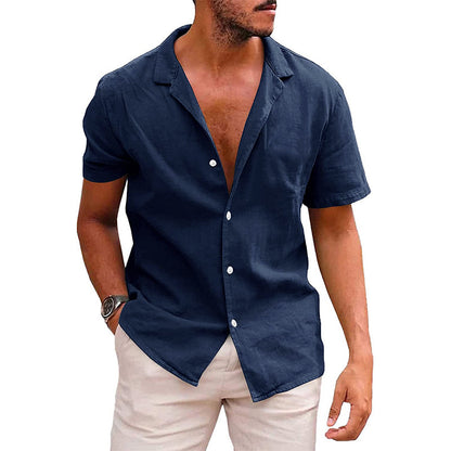 Men’s Casual Short Sleeve Button Down Beach Shirt for Summer