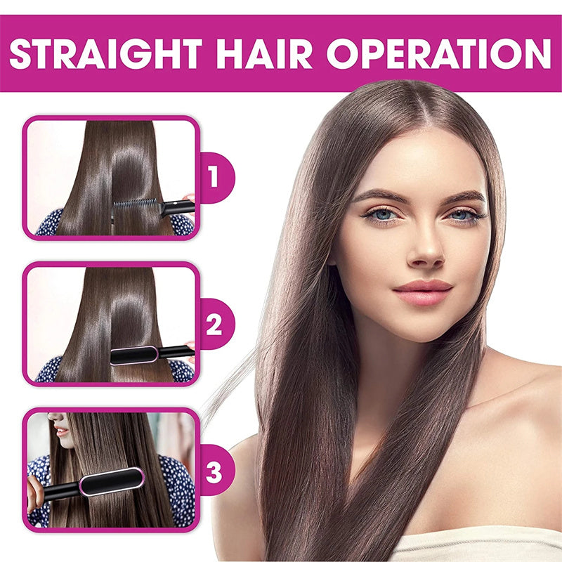 2-in-1 Hair Straightener & Curling Hot Comb – Electric Hair Brush