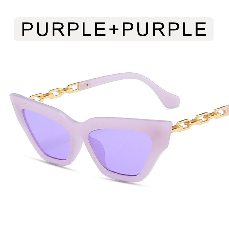 Chain Leg Cat Eye Sunglasses – Trendy Women’s Shades