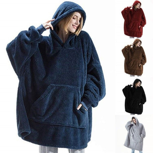 Wearable Blanket Hoodie – Oversized Fleece Sweatshirt with Big Pocket