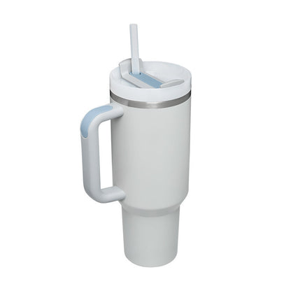 40 oz Insulated Tumbler with Handle & Straw – Stainless Steel Spill-Proof Travel Mug for Car, Office, Gym