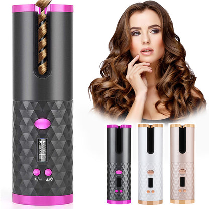 Rechargeable Automatic Hair Curler – Portable Ceramic Rotating Styler