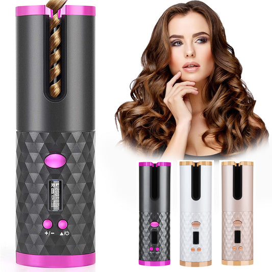 Rechargeable Automatic Hair Curler – Portable Ceramic Rotating Styler