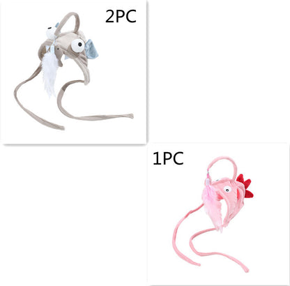 Head-Wear Feather Cat Toy Stick