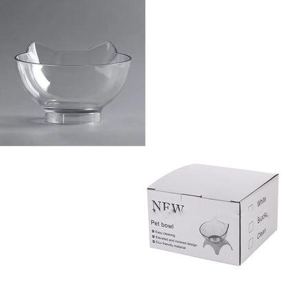 Non-Slip Double Cat & Dog Bowl with Raised Stand – Transparent Pet Feeder for Healthy Eating & Cervical Protection