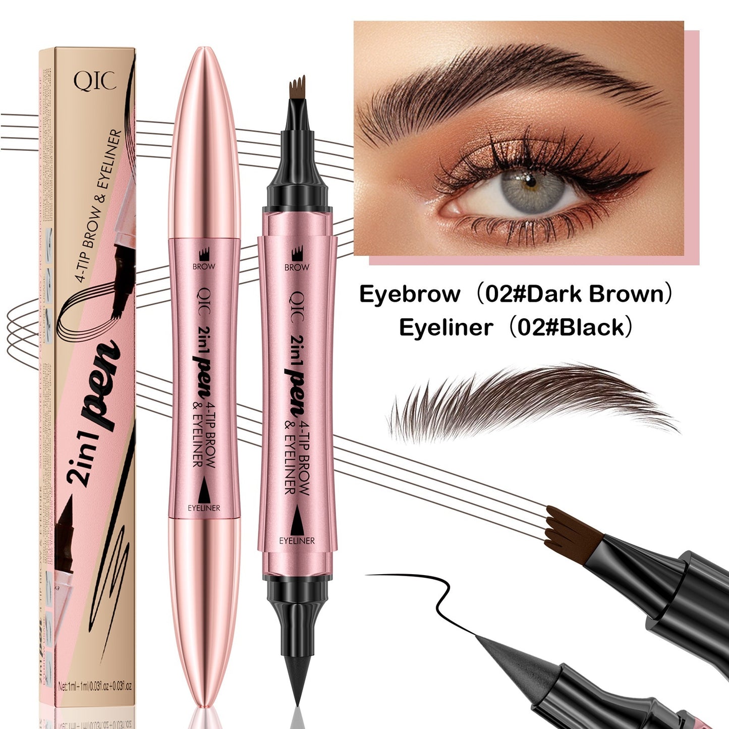 2-in-1 Dual Head Liquid Eyebrow Pencil & Eyeliner