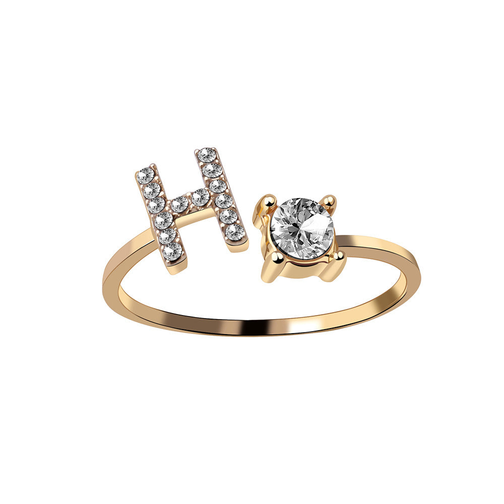 Adjustable Initial Letter Ring for Women – Elegant Fashion Jewelry