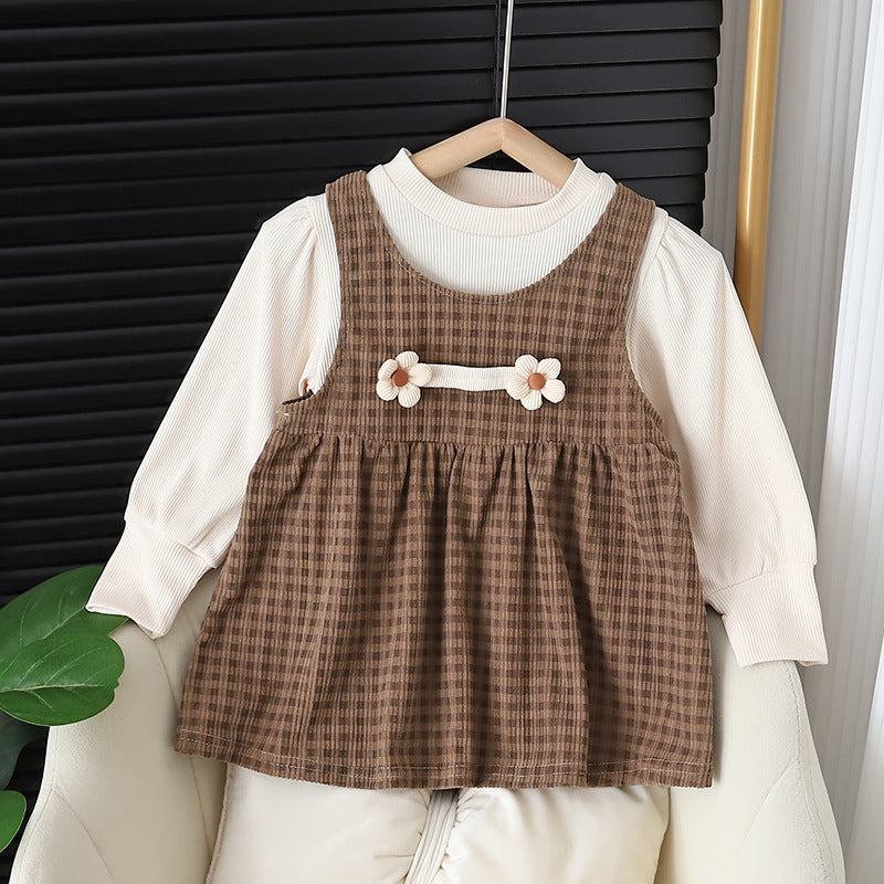 Baby Girl Round-Neck Long Sleeve Dress Suit