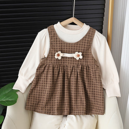 Baby Girl Round-Neck Long Sleeve Dress Suit