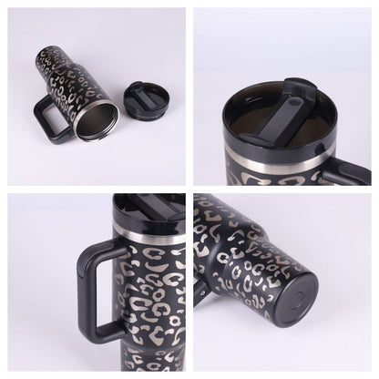 40 oz Insulated Tumbler with Handle & Straw – Stainless Steel Spill-Proof Travel Mug for Car, Office, Gym